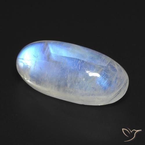 Pierre de lune arc-en-ciel blanc naturelle coupe ovale, 12,12 ct, transparent