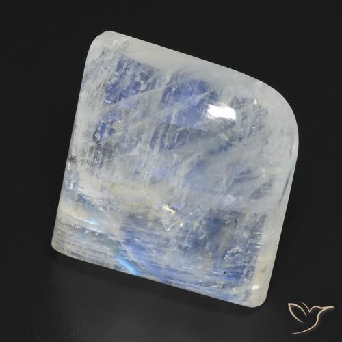 Pierre de lune arc-en-ciel Blanc bleuâtre naturelle Fantaisie, 15.23 ct, Transparent