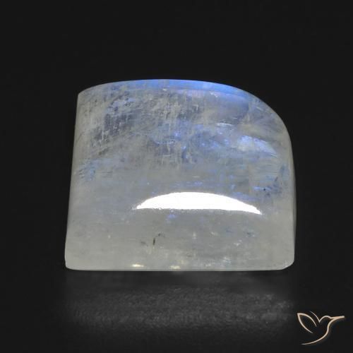 Pierre de lune arc-en-ciel Blanc bleuâtre naturelle Fantaisie, 15.23 ct, Transparent