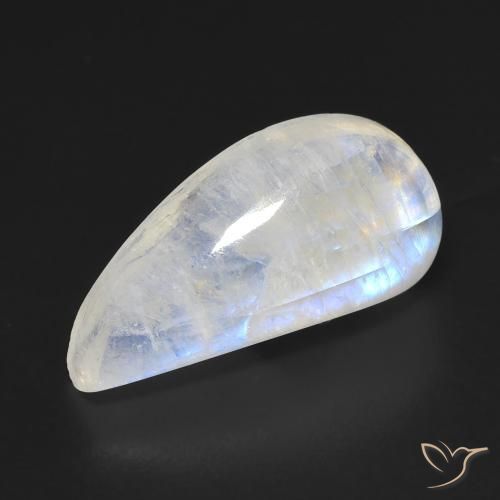 9.10ct Naturel Blanc bleuâtre Pierre de lune arc-en-ciel, Fantaisie, Transparent