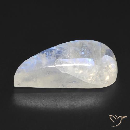 Pierre de lune arc-en-ciel Blanc bleuâtre naturelle Fantaisie, 9.10 ct, Transparent