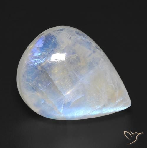 Pierre de lune arc-en-ciel Blanc bleuâtre naturelle En forme de poire, 12.94 ct, Transparent