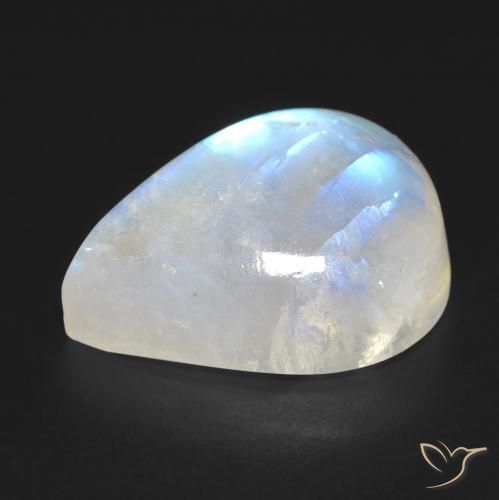 Pierre de lune arc-en-ciel Blanc bleuâtre naturelle En forme de poire, 12.94 ct, Transparent