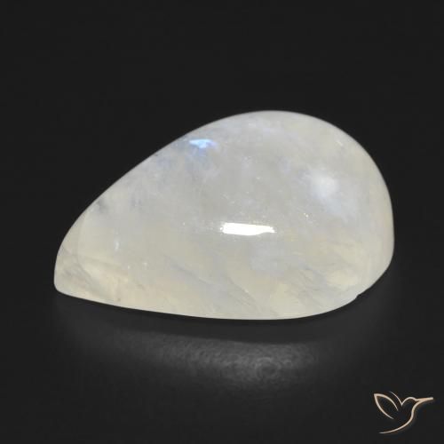Pierre de lune arc-en-ciel Blanc bleuâtre naturelle En forme de poire, 12.07 ct, Transparent