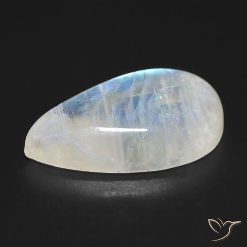 Pierre de lune arc-en-ciel Blanc bleuâtre naturelle En forme de poire, 10.55 ct, Transparent