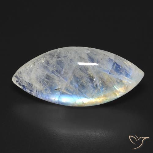 9.25ct Naturel Blanc bleuâtre Pierre de lune arc-en-ciel, Marquise, Transparent