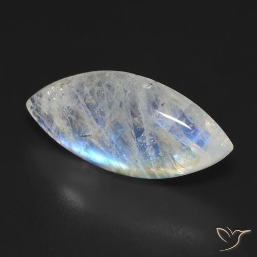 Pierre de lune arc-en-ciel Blanc bleuâtre naturelle Marquise, 9.25 ct, Transparent