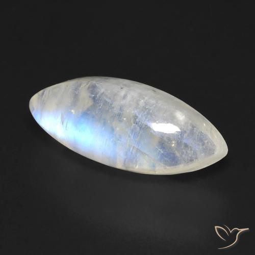Pierre de lune arc-en-ciel Blanc bleuâtre naturelle Marquise, 5.97 ct, Transparent