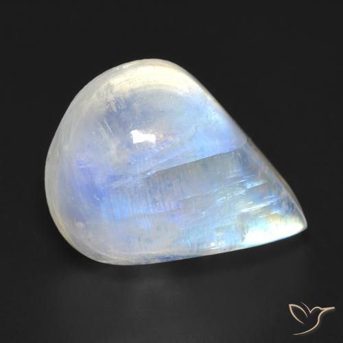 Pierre de lune arc-en-ciel Blanc bleuâtre naturelle En forme de poire, 9.93 ct, Transparent