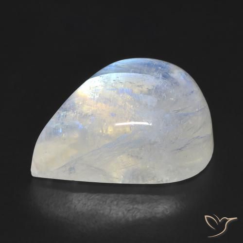 Pierre de lune arc-en-ciel Blanc bleuâtre naturelle En forme de poire, 9.93 ct, Transparent