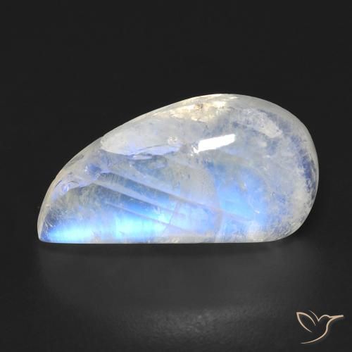 9.01ct Naturel Blanc bleuâtre Pierre de lune arc-en-ciel, Fantaisie, Transparent