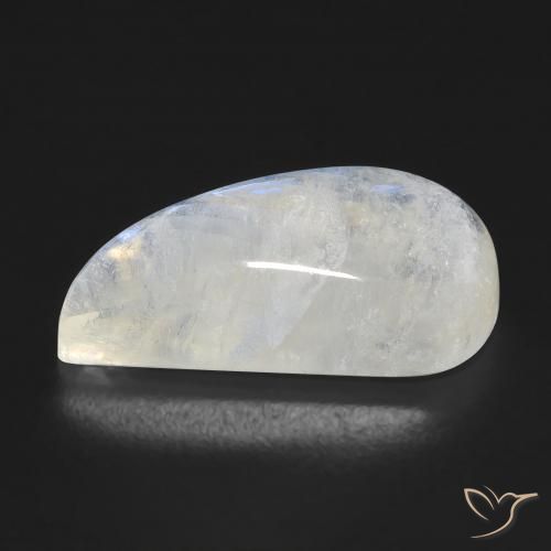 Pierre de lune arc-en-ciel Blanc bleuâtre naturelle Fantaisie, 9.01 ct, Transparent
