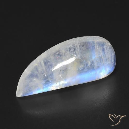 6.69ct Naturel Blanc bleuâtre Pierre de lune arc-en-ciel, Fantaisie, Transparent