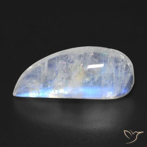 Pierre de lune arc-en-ciel Blanc bleuâtre naturelle Fantaisie, 6.69 ct, Transparent