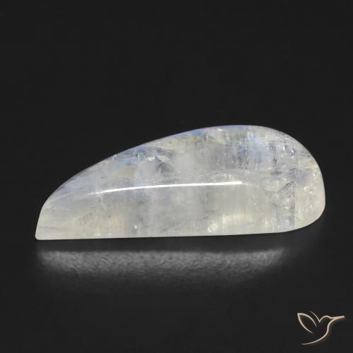 Pierre de lune arc-en-ciel Blanc bleuâtre naturelle Fantaisie, 6.69 ct, Transparent