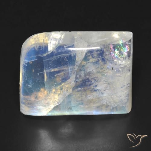 16.19ct Naturel Blanc bleuâtre Pierre de lune arc-en-ciel, Fantaisie, Transparent