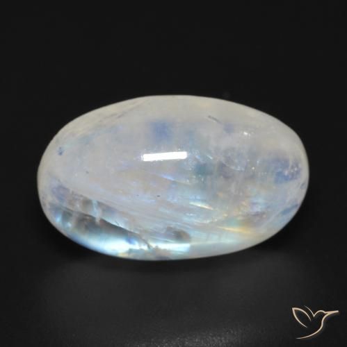 8.92ct Naturel Blanc bleuâtre Pierre de lune arc-en-ciel, ovale, Transparent