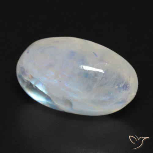 Pierre de lune arc-en-ciel Blanc bleuâtre naturelle ovale, 8.92 ct, Transparent