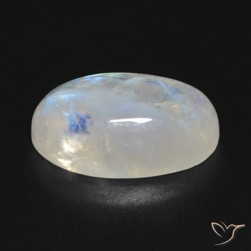 Pierre de lune arc-en-ciel Blanc bleuâtre naturelle ovale, 8.92 ct, Transparent