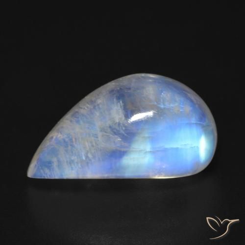 9.48ct Naturel Blanc bleuâtre Pierre de lune arc-en-ciel, Fantaisie, Transparent