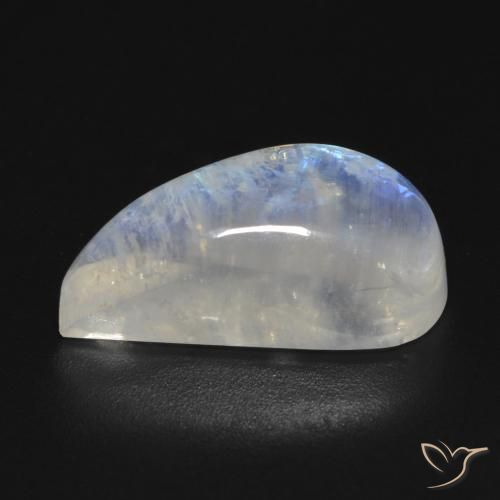 Pierre de lune arc-en-ciel Blanc bleuâtre naturelle Fantaisie, 9.48 ct, Transparent