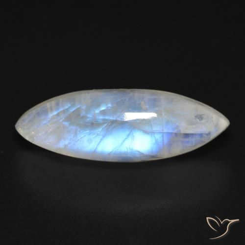 8.12ct Naturel Blanc bleuâtre Pierre de lune arc-en-ciel, Marquise, Transparent
