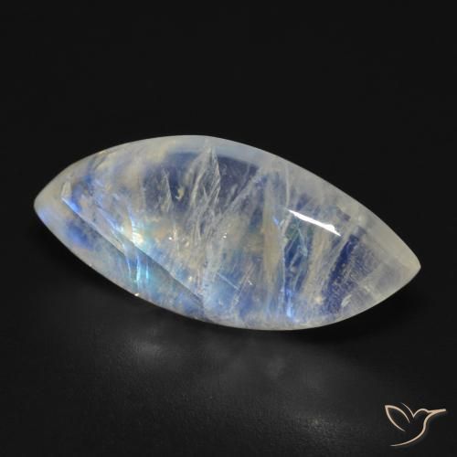 Pierre de lune arc-en-ciel Blanc bleuâtre naturelle Marquise, 8.85 ct, Transparent