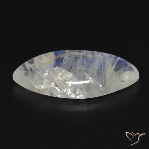 Pierre de lune arc-en-ciel Blanc bleuâtre naturelle Marquise, 8.85 ct, Transparent