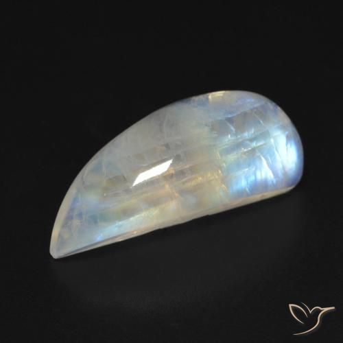 9.83ct Naturel Blanc bleuâtre Pierre de lune arc-en-ciel, Fantaisie, Transparent