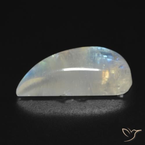 Pierre de lune arc-en-ciel Blanc bleuâtre naturelle Fantaisie, 9.83 ct, Transparent