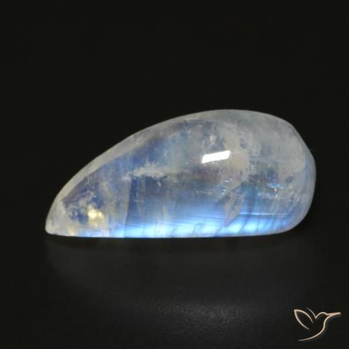 10.24ct Naturel Blanc bleuâtre Pierre de lune arc-en-ciel, Fantaisie, Transparent