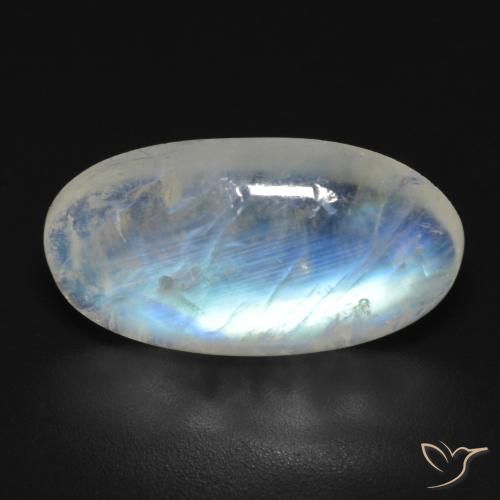 7.73ct Naturel Blanc bleuâtre Pierre de lune arc-en-ciel, ovale, Transparent