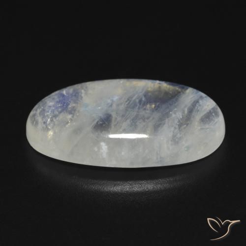 Pierre de lune arc-en-ciel Blanc bleuâtre naturelle ovale, 7.73 ct, Transparent