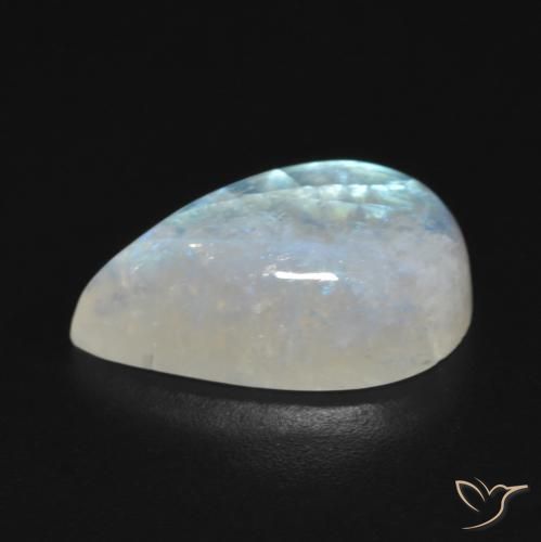 Pierre de lune arc-en-ciel Blanc bleuâtre naturelle En forme de poire, 7.30 ct, Transparent