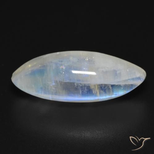 9.26ct Naturel Blanc bleuâtre Pierre de lune arc-en-ciel, Marquise, Transparent