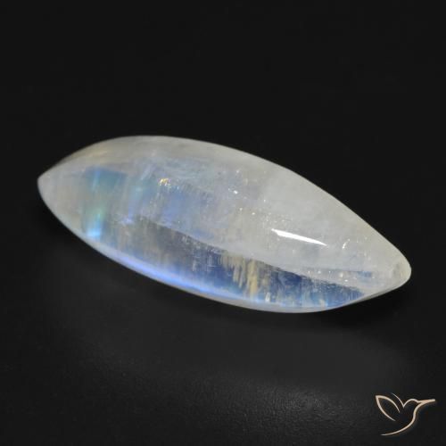 Pierre de lune arc-en-ciel Blanc bleuâtre naturelle Marquise, 9.26 ct, Transparent