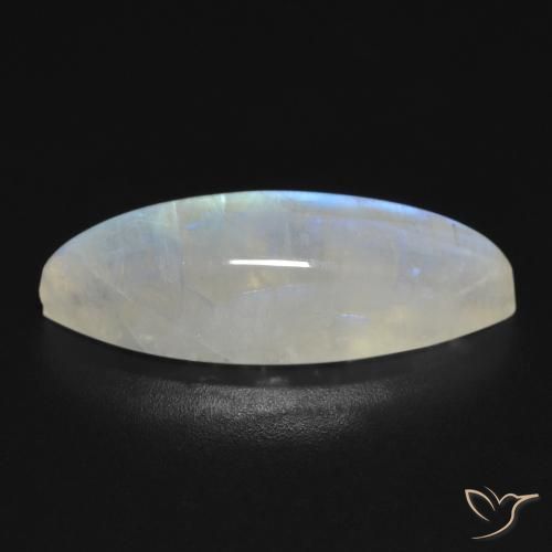 Pierre de lune arc-en-ciel Blanc bleuâtre naturelle Marquise, 9.26 ct, Transparent