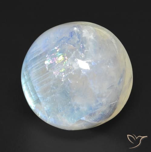 Pierre de lune arc-en-ciel Blanc bleuâtre naturelle Tour, 18.37 ct, Transparent