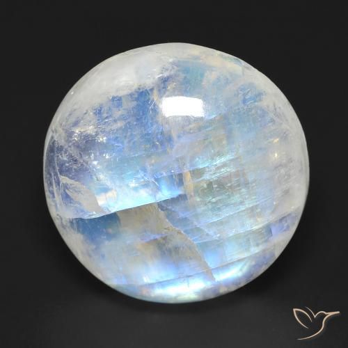 15.15ct Naturel Blanc bleuâtre Pierre de lune arc-en-ciel, Tour, Transparent