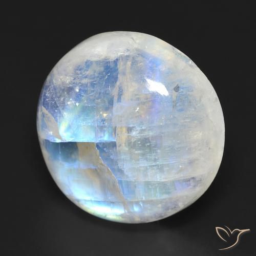 Pierre de lune arc-en-ciel Blanc bleuâtre naturelle Tour, 15.15 ct, Transparent