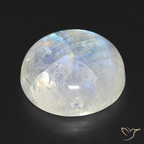Pierre de lune arc-en-ciel Blanc bleuâtre naturelle Tour, 15.15 ct, Transparent
