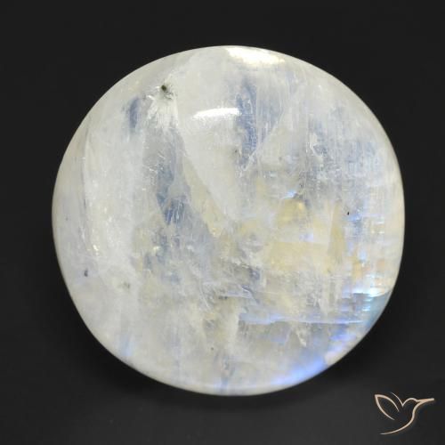 17.63ct Naturel Blanc bleuâtre Pierre de lune arc-en-ciel, Tour, Transparent