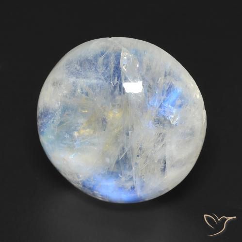 Pierre de lune arc-en-ciel Blanc bleuâtre naturelle Tour, 10.76 ct, Transparent