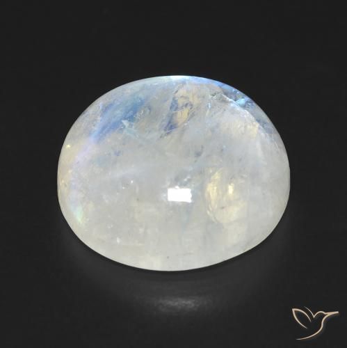 Pierre de lune arc-en-ciel Blanc bleuâtre naturelle Tour, 10.76 ct, Transparent