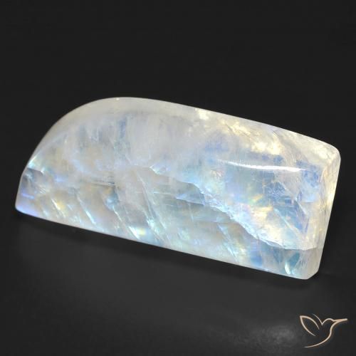 Pierre de lune arc-en-ciel Blanc bleuâtre naturelle Fantaisie, 14.33 ct, Transparent