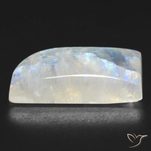 Pierre de lune arc-en-ciel Blanc bleuâtre naturelle Fantaisie, 14.33 ct, Transparent