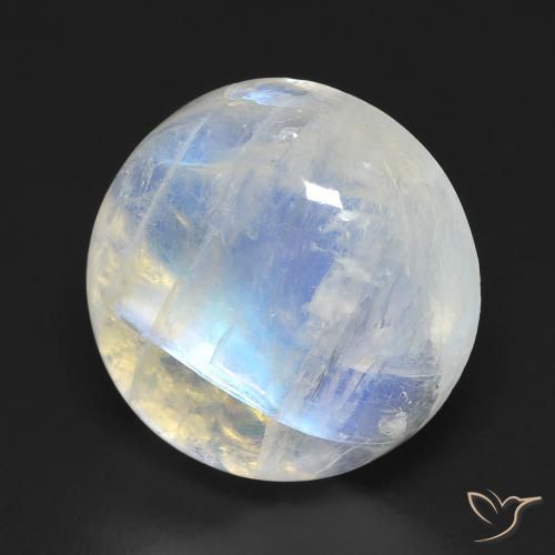 Pierre de lune arc-en-ciel Blanc bleuâtre naturelle Tour, 11.49 ct, Transparent