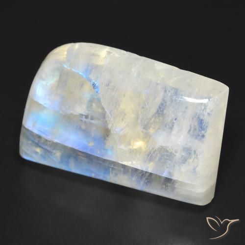 Pierre de lune arc-en-ciel Blanc bleuâtre naturelle Fantaisie, 20.62 ct, Transparent