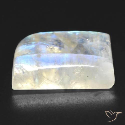 Pierre de lune arc-en-ciel Blanc bleuâtre naturelle Fantaisie, 20.62 ct, Transparent