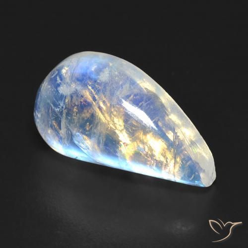 8.58ct Naturel Blanc bleuâtre Pierre de lune arc-en-ciel, Fantaisie, Transparent